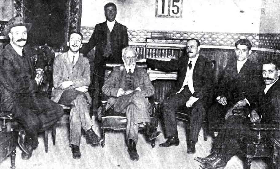 Pablo Iglesias en el gran hotel de Ciudad Real durante su visita el 15 de septiembre de 1912